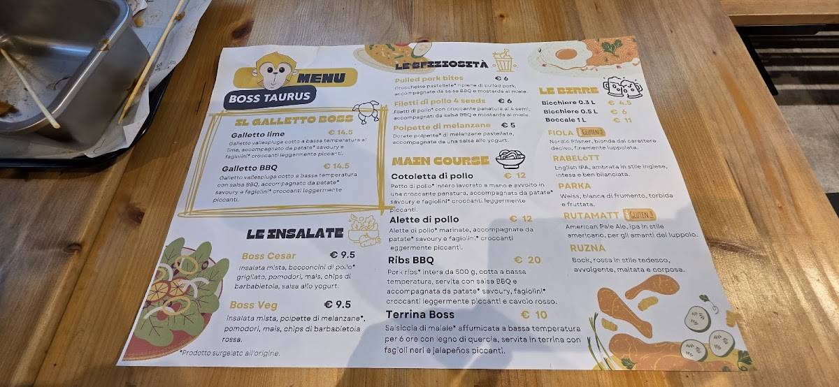 Menu di Boss Taurus Como 