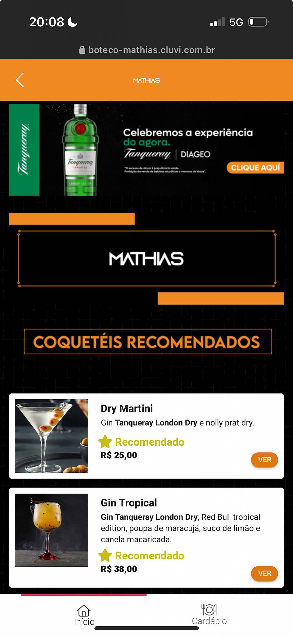 Boteco Mathias cardápio