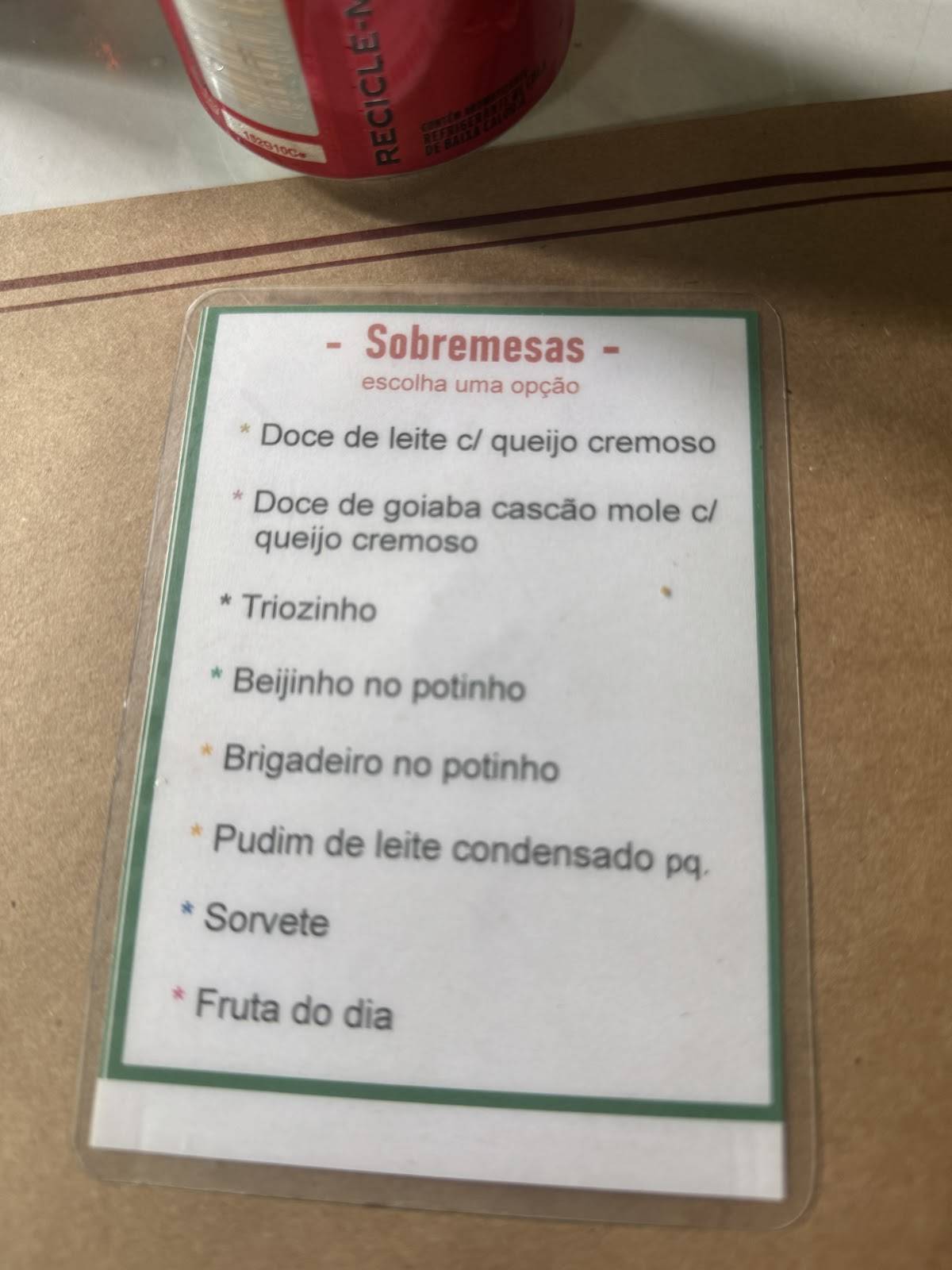 Restaurante Varandinha cardápio