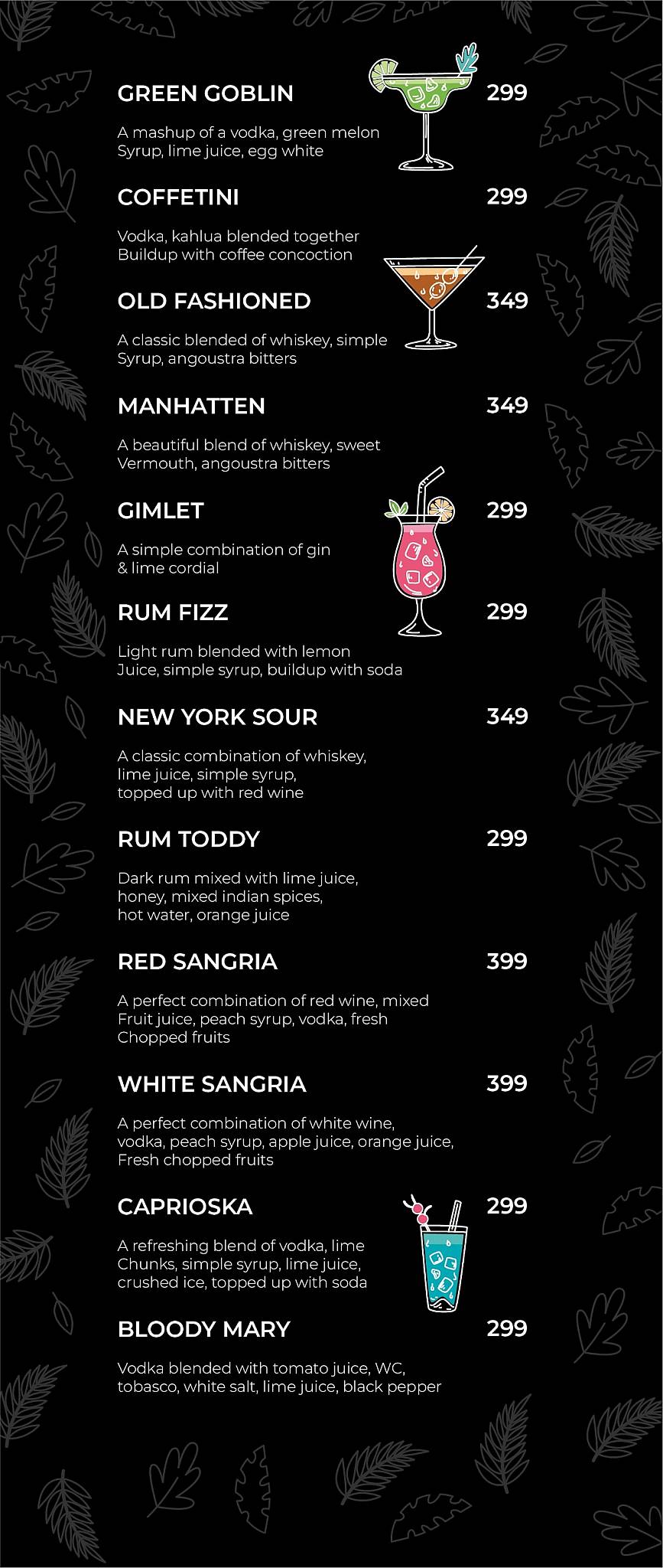 Boulevard Restaurant and Bar menu