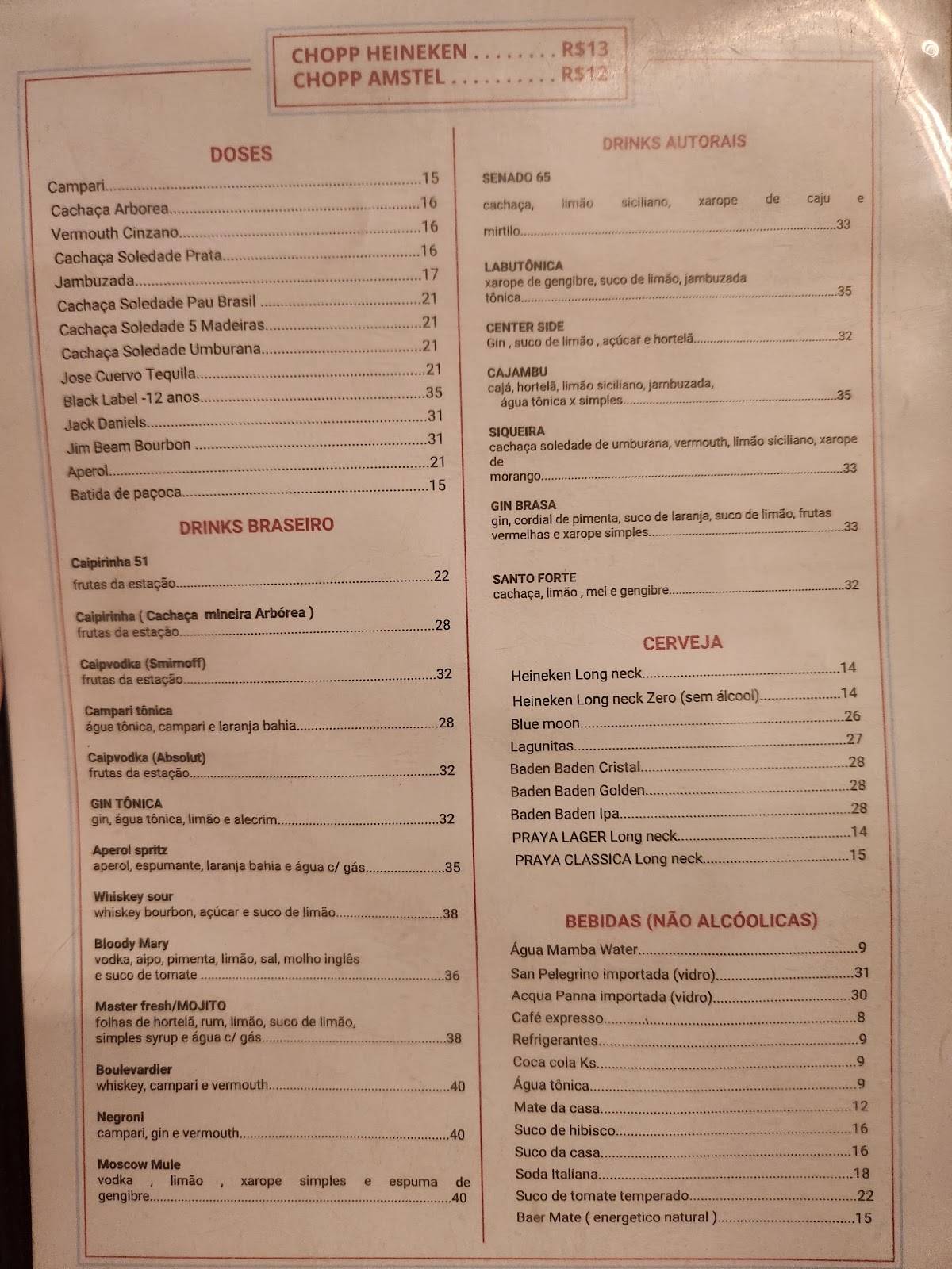 Braseiro Labuta cardápio