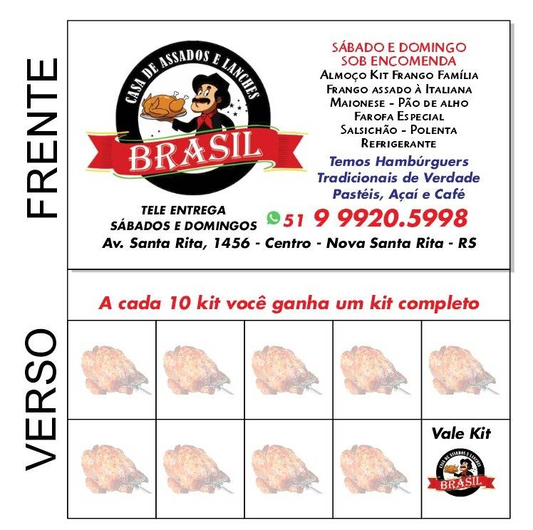 Brasil Assados e Lanches Nova Santa Rita cardápio
