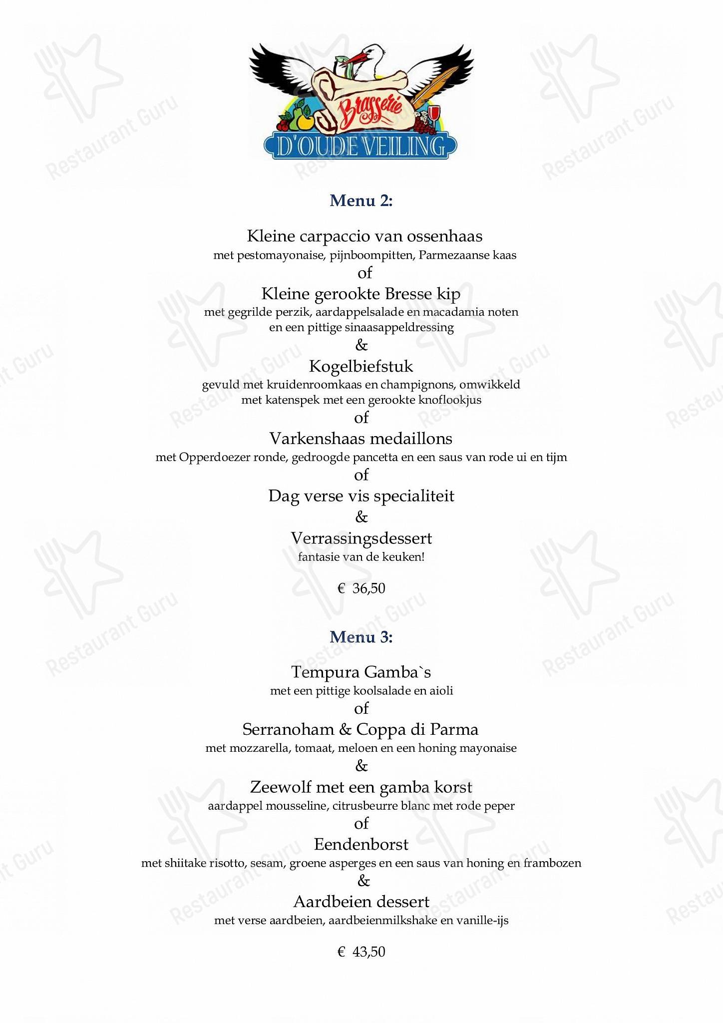 Pizza Menu pour Brasserie D'Oude Veiling dans Zwaag
