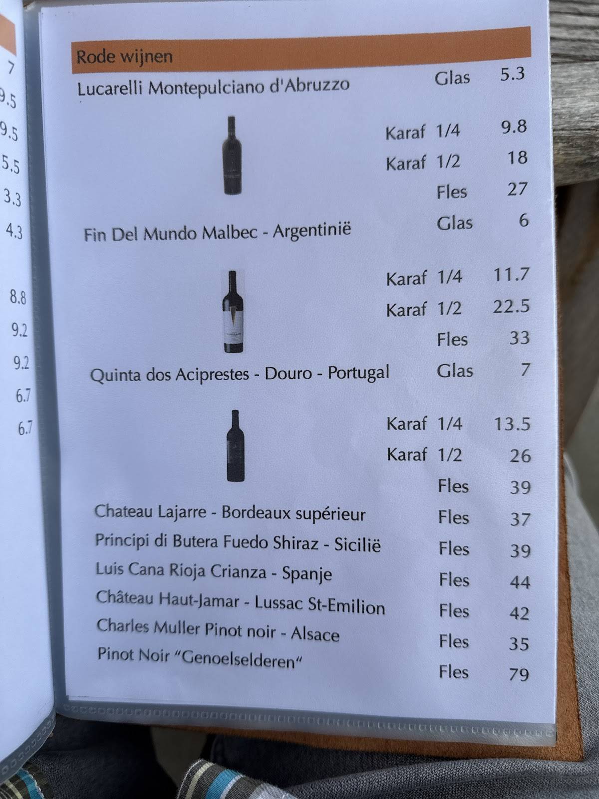 Menu de Brasserie De Waterburcht