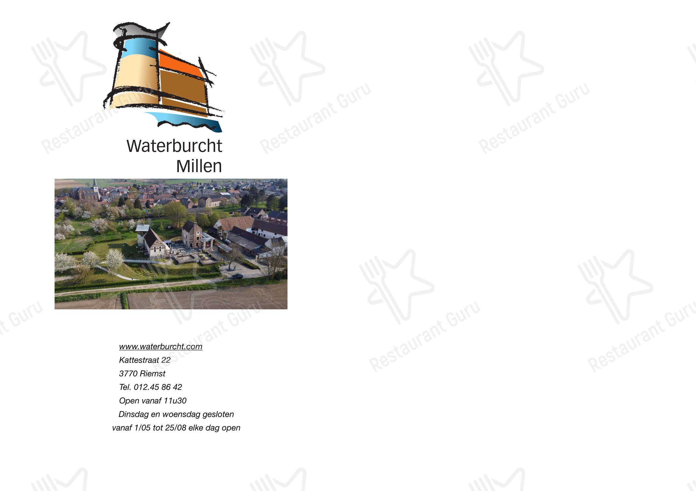 Menu pour Brasserie De Waterburcht dans Riemst