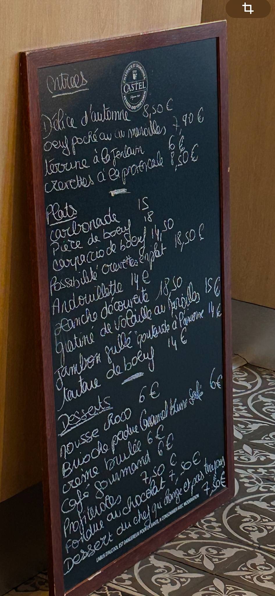 Menu de Brasserie la Jenlinoise