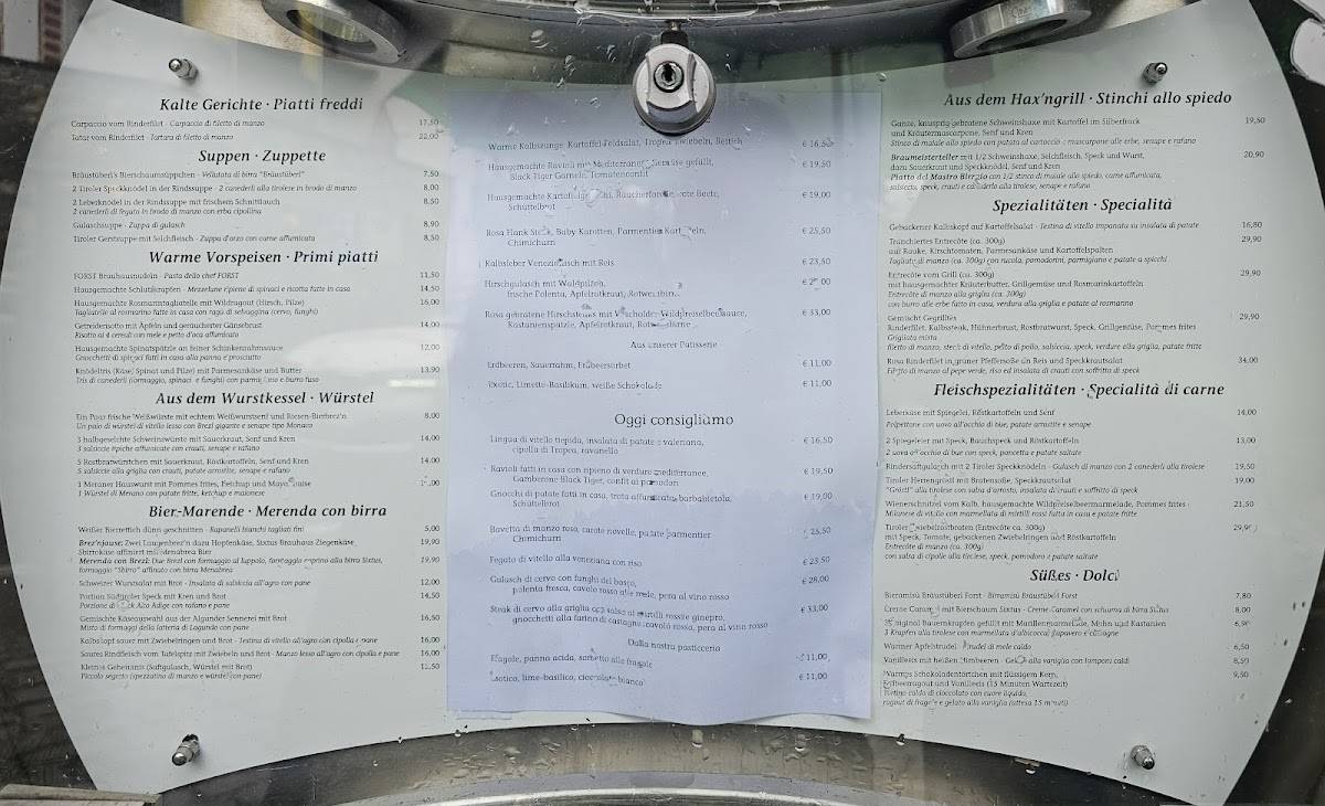 Menu di Bräustüberl FORST 