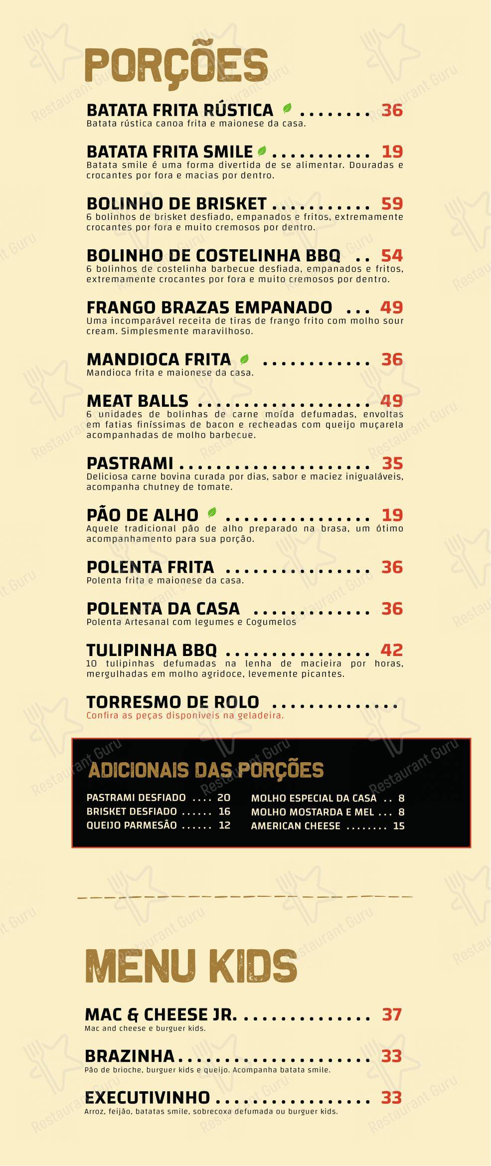 Menu para Braza5 restaurante