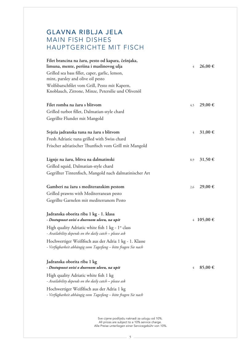 Menu di Puž restaurant 