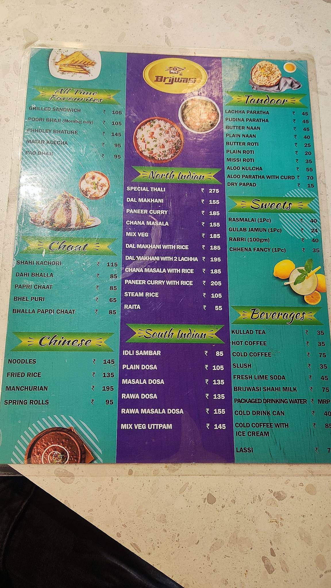 Brijwasi Restaurant Vrindavan menu