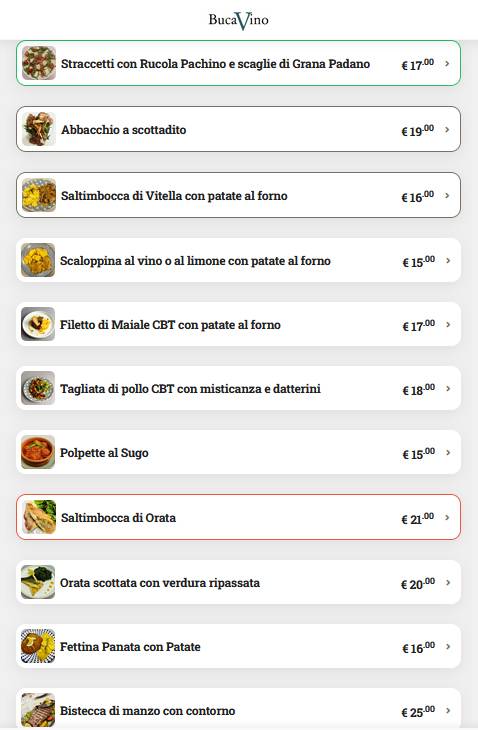 Menu di BucaVino 