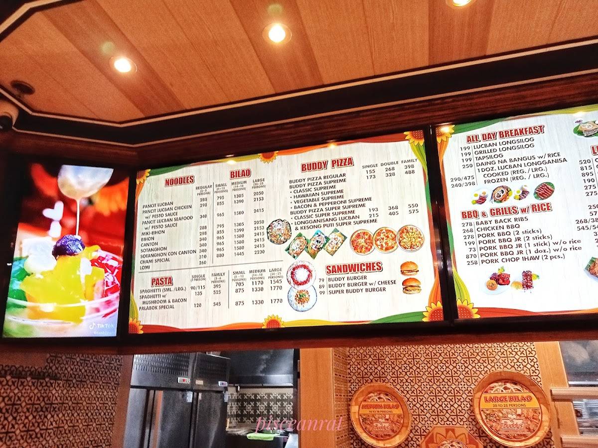 Menu at Buddy's restaurant, Quezon City, Fisher Mall