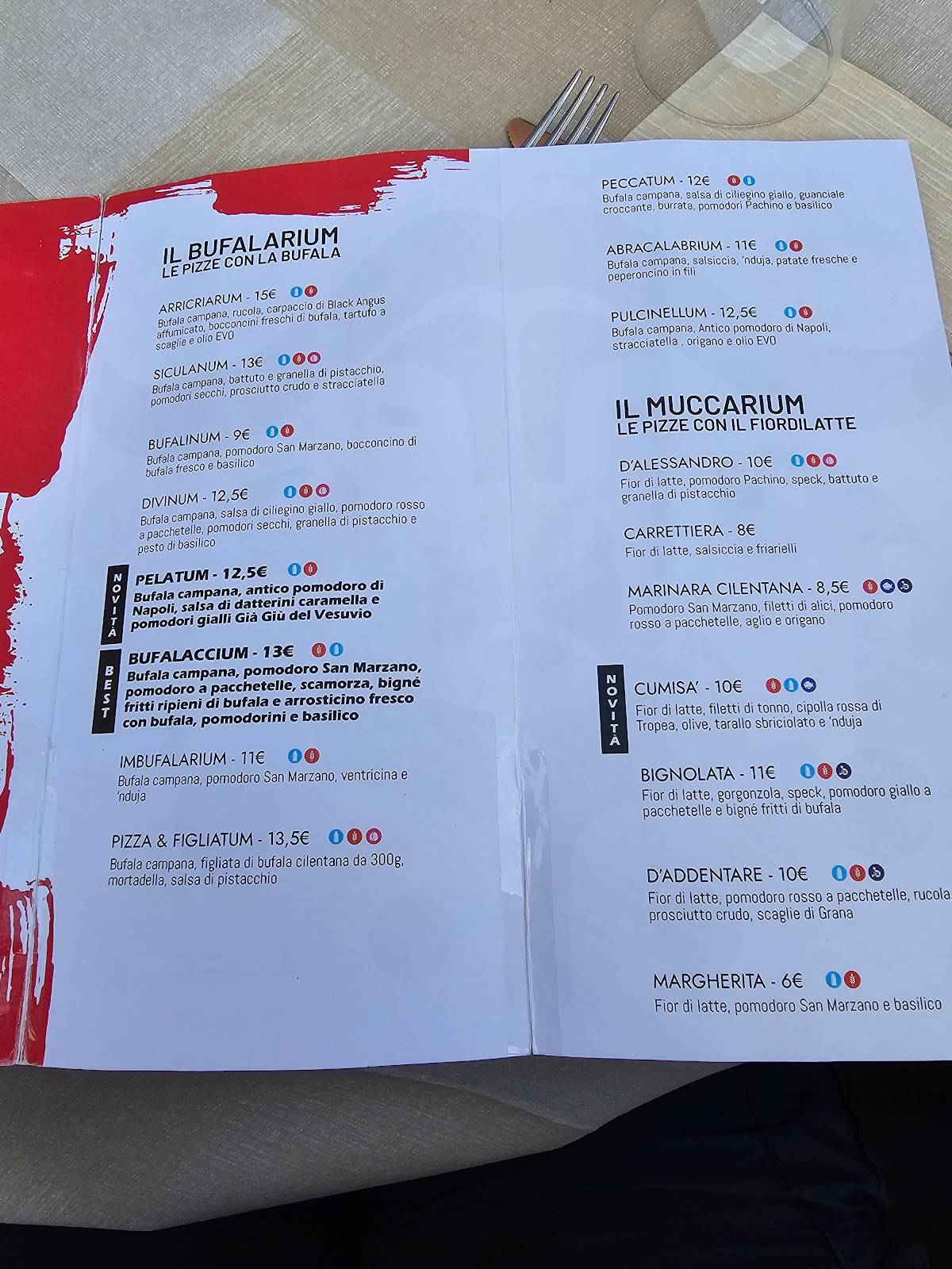 Menu de Pizzeria Bufalarium - Via Strinella