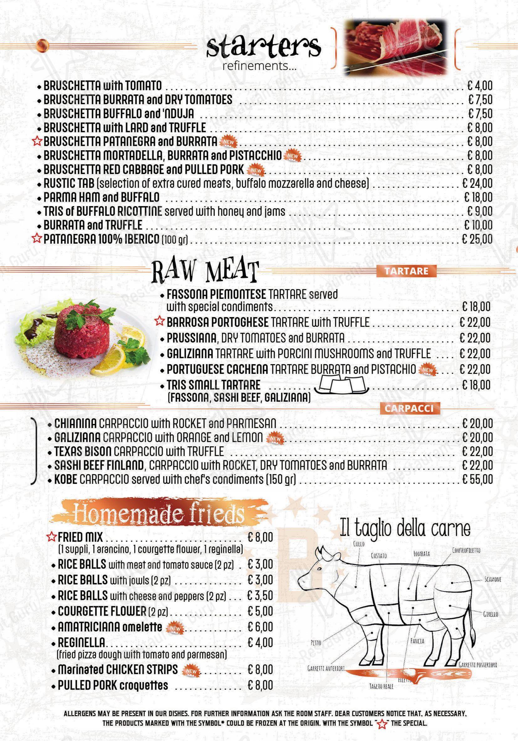 Menu di Bufalero - Menu bar