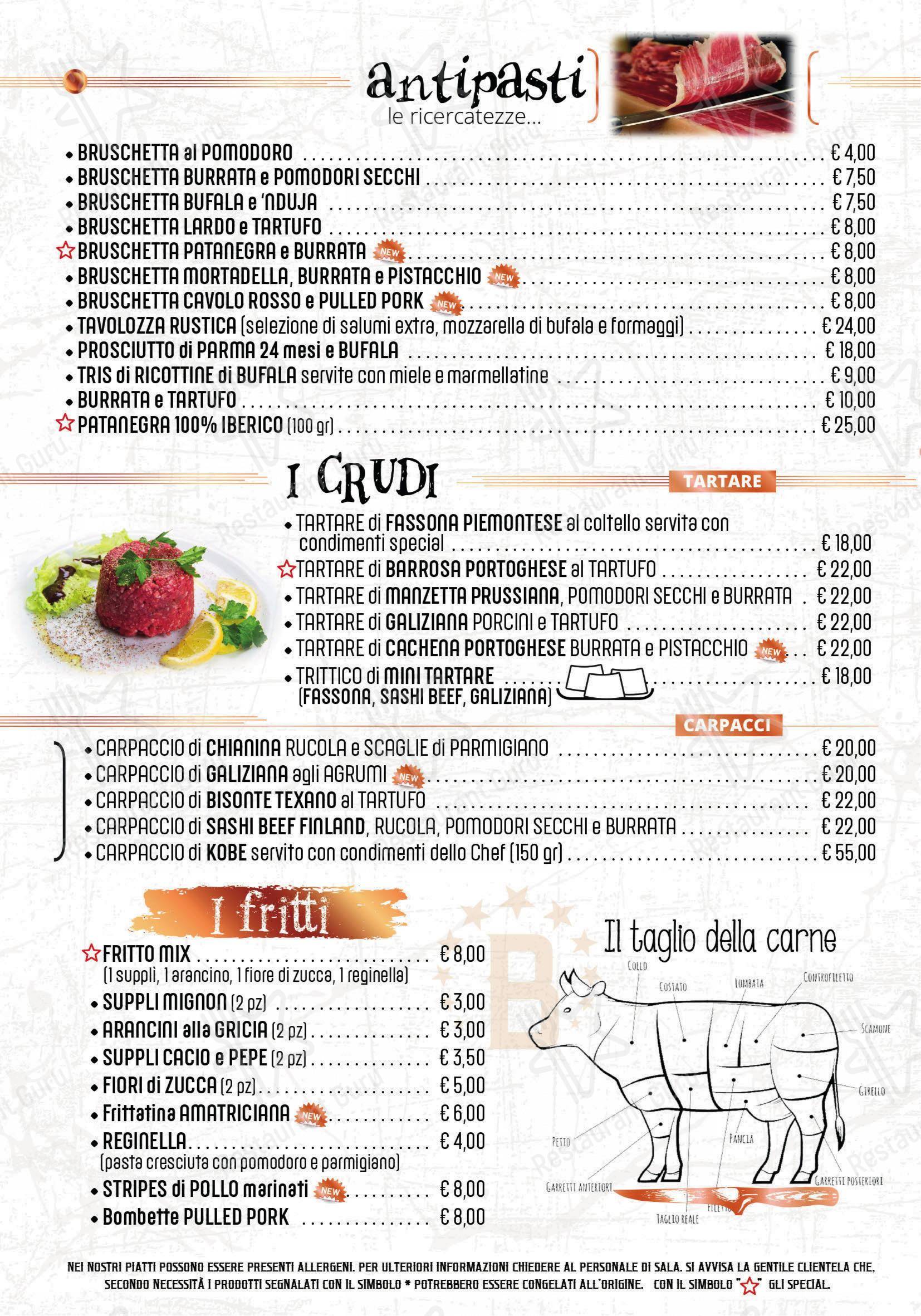 Bufalero in Roma - Menu