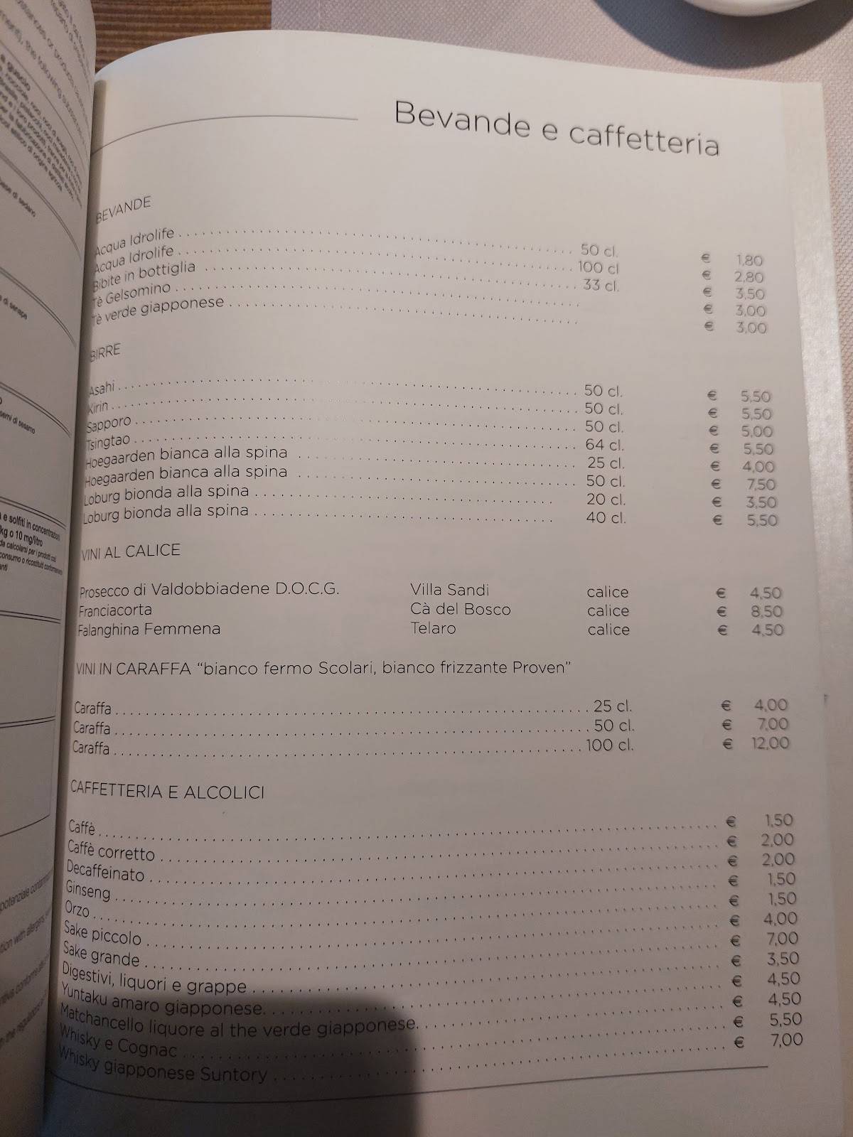 Menu di Ristorante Sushi Zero 