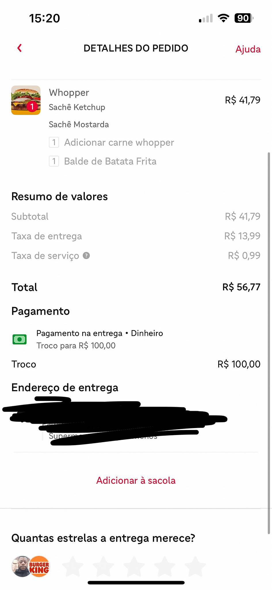 Burger King cardápio