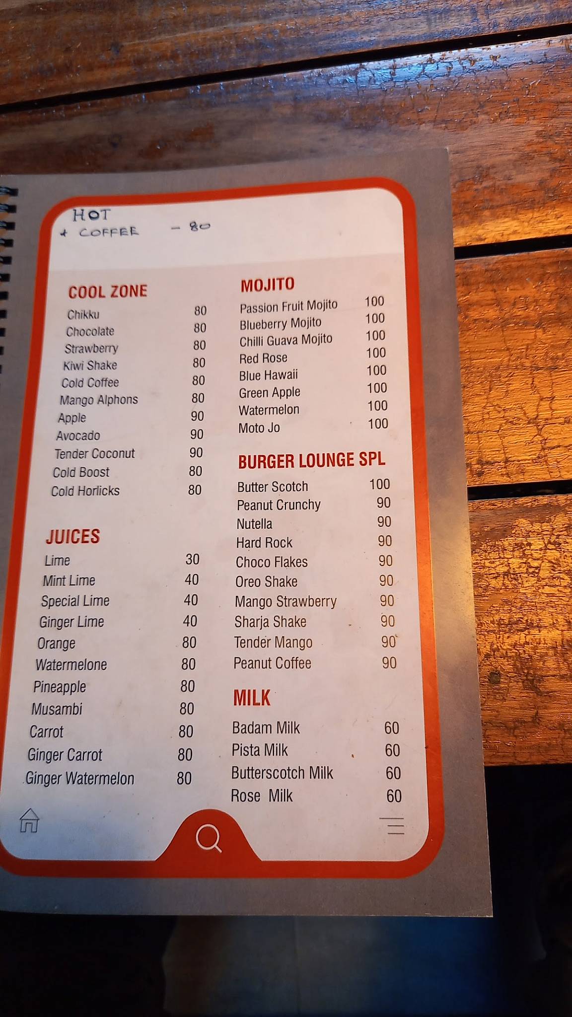Burger Lounge menu
