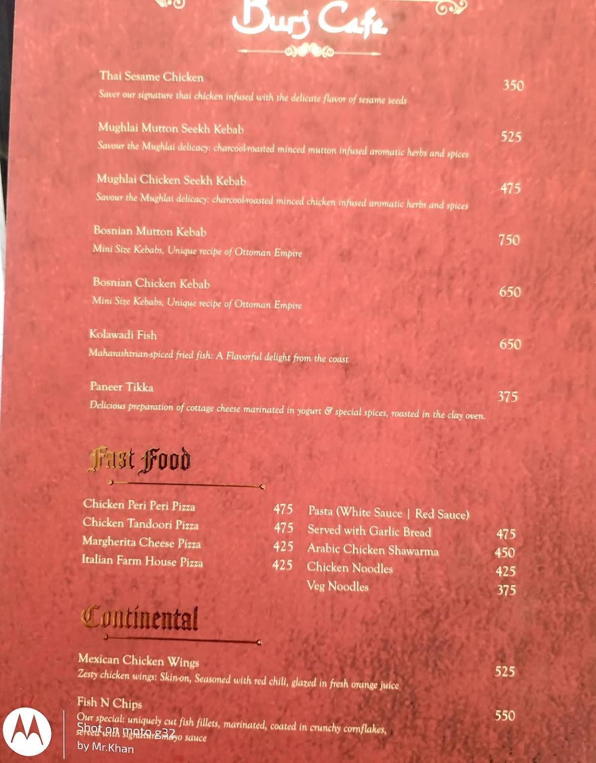 Burj Cafe menu