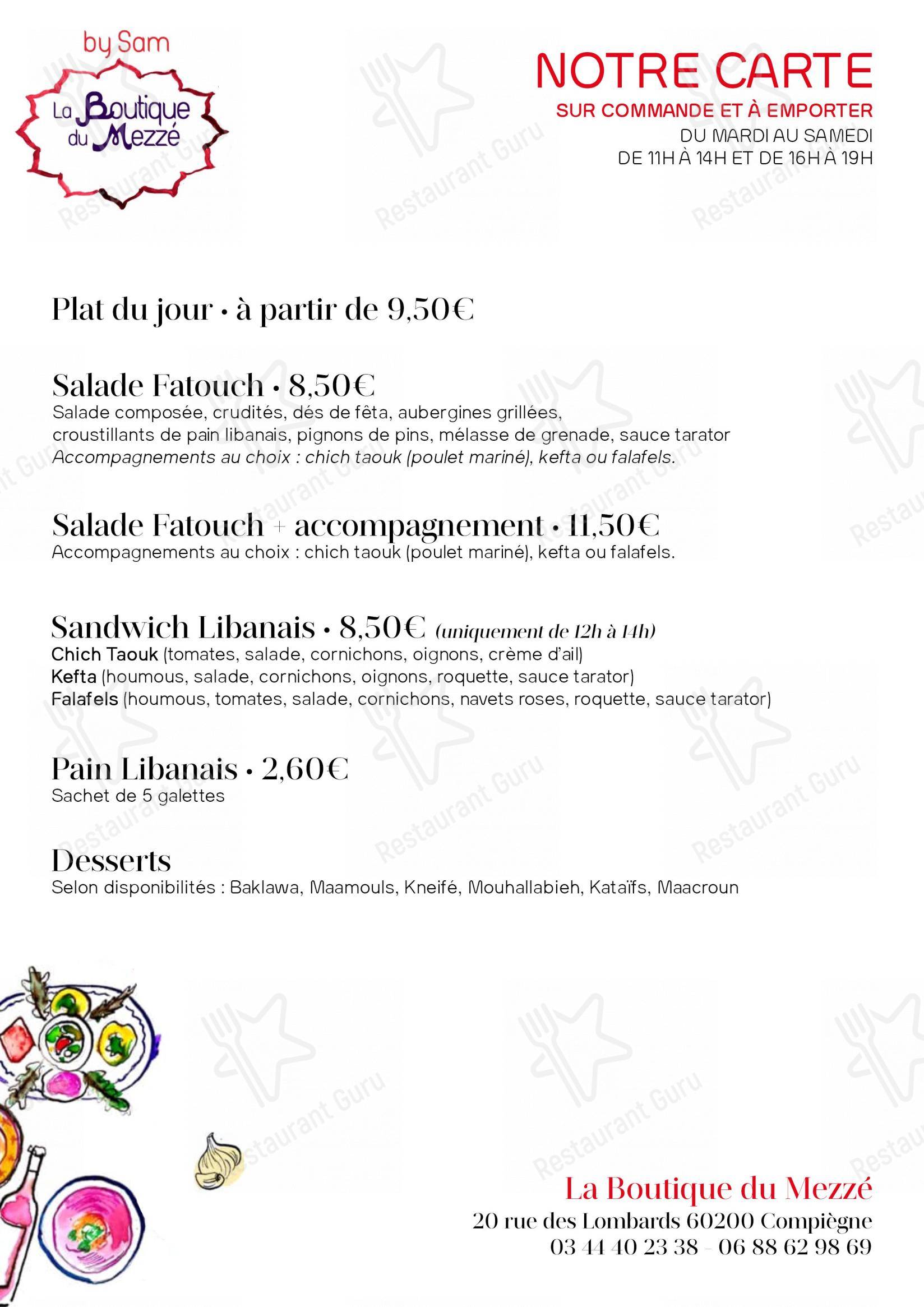 Menu pour By Sam - Menu