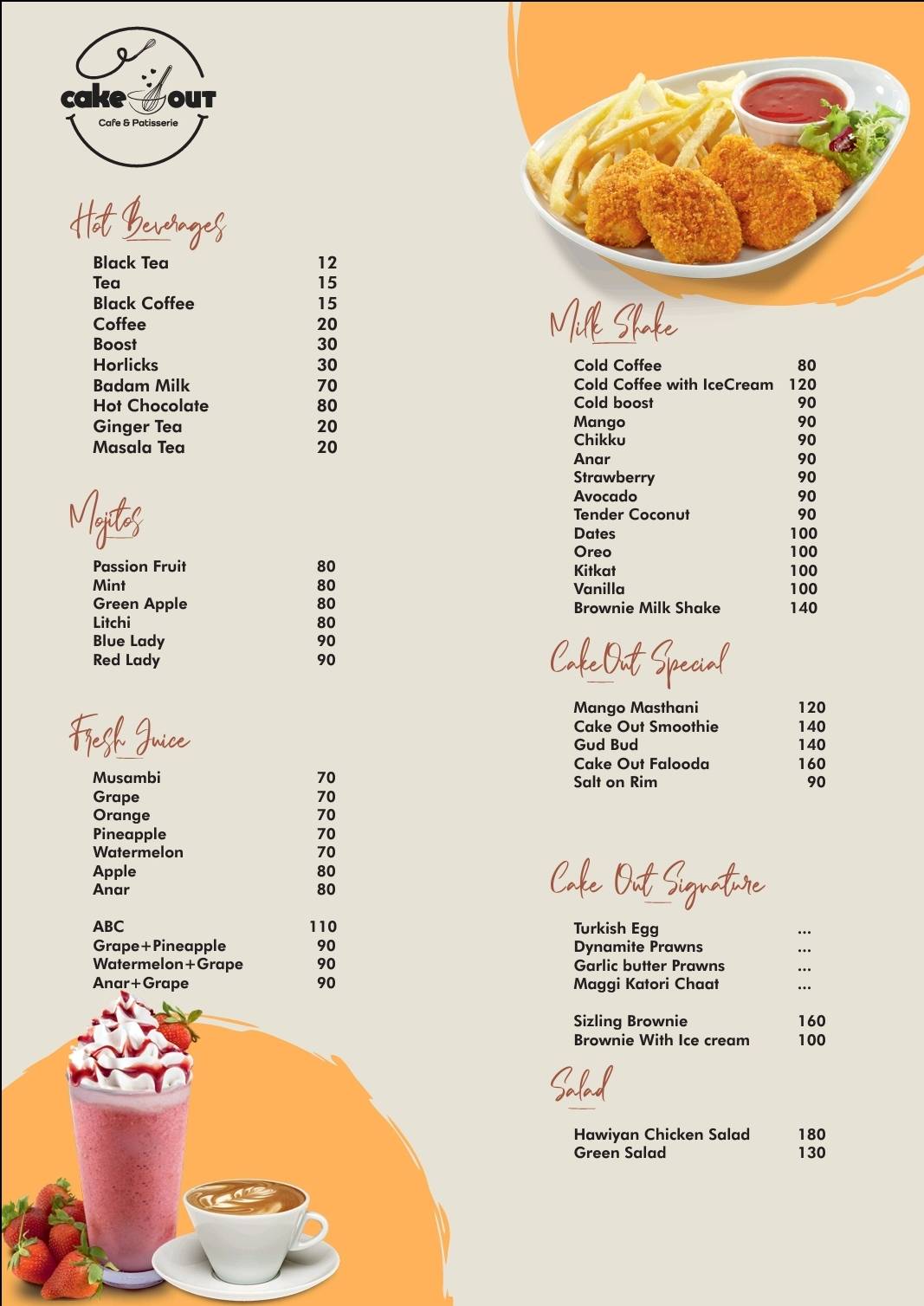 CAKEOUT CAFE menu
