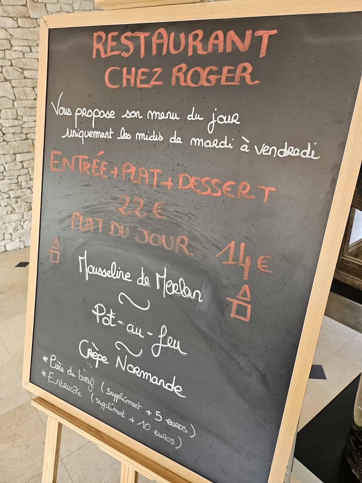 Menu de CHEZ ROGER