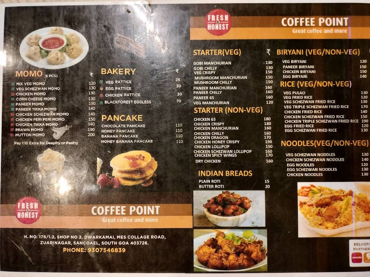 COFFEE POINT - FRESH & HONEST menu