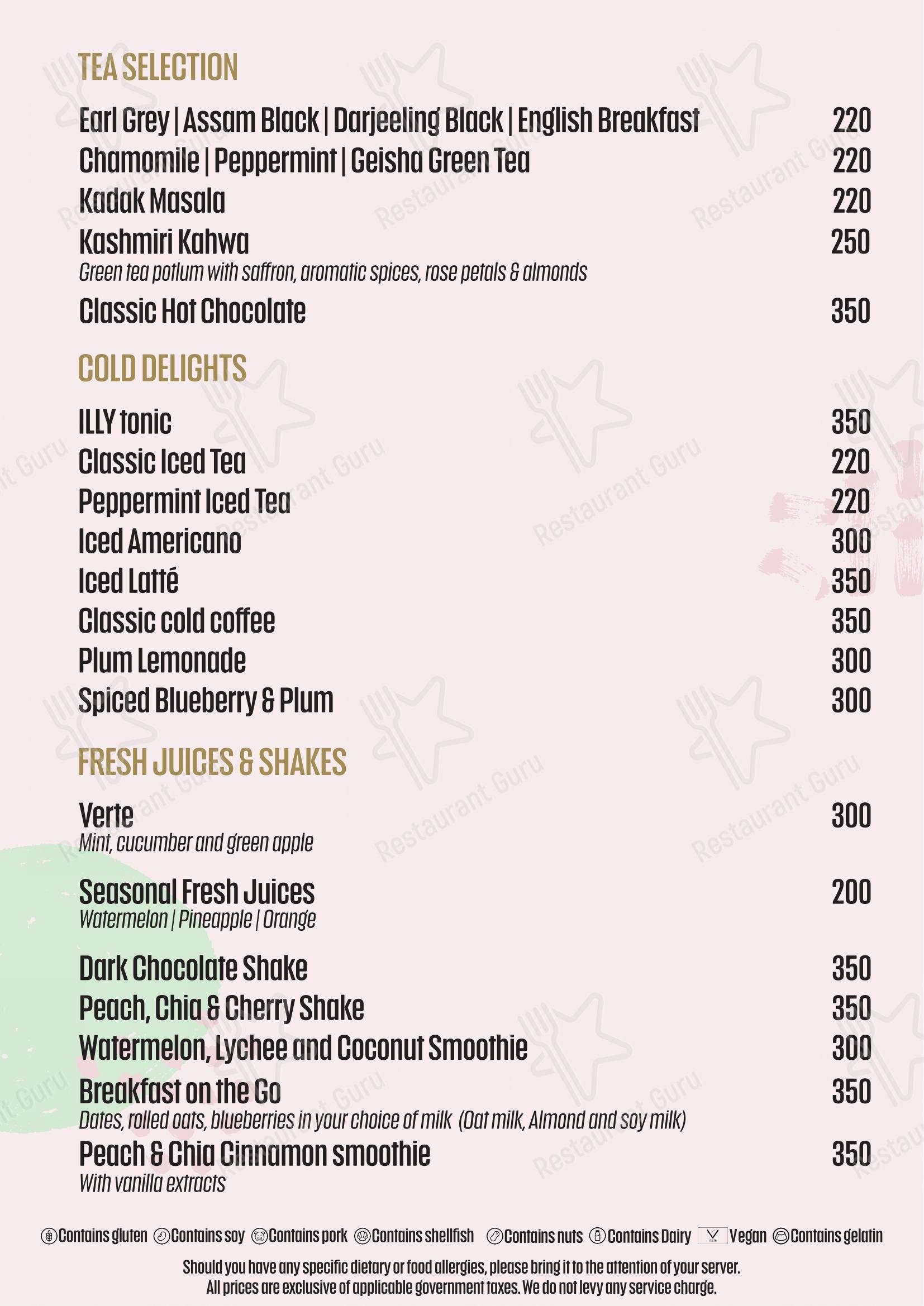 Menu for the COU COU by Oberoi cafe