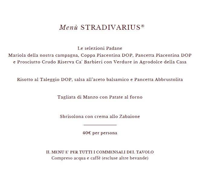 Menu di Ca' Barbieri 