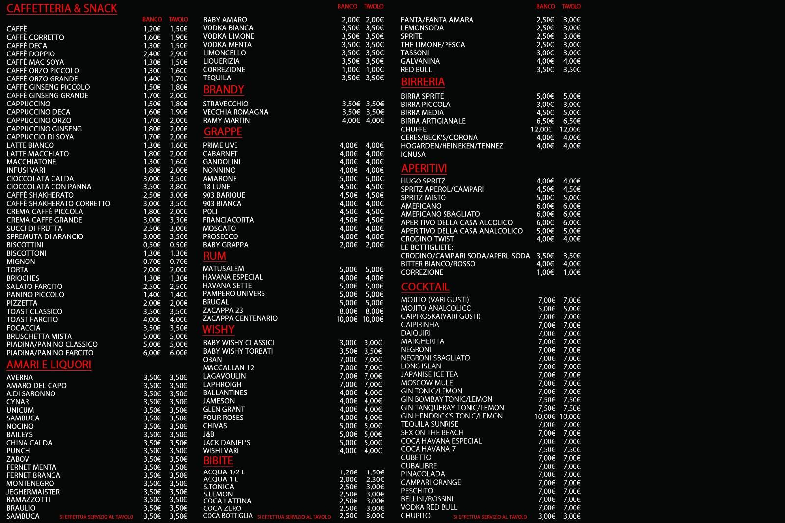 Menu di Cabarnet Wine Bar 