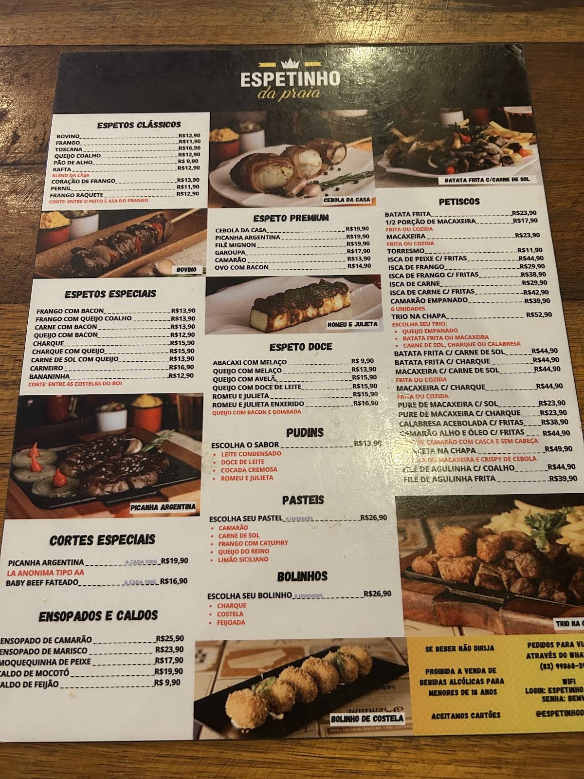 Espetinho da praia Intermares cardápio