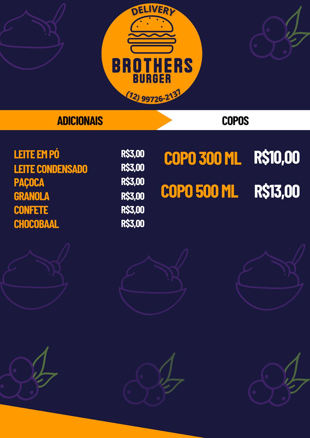 Brothers Burger cardápio