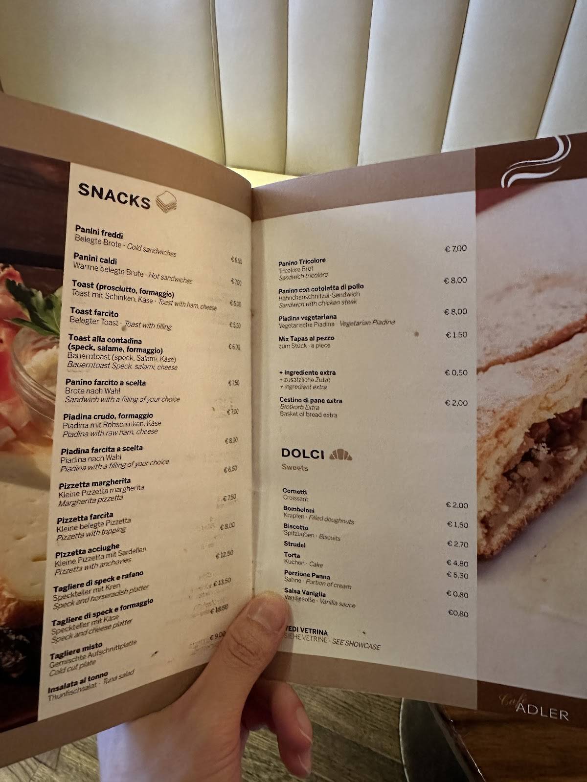 Menu di Cafè Adler 
