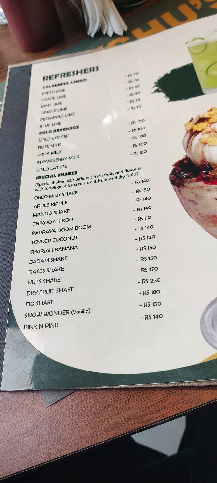 Ayshu's Culinary Restaurant menu