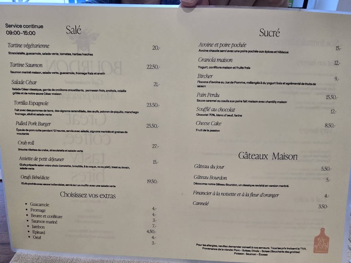 Menu di Café BOURDON