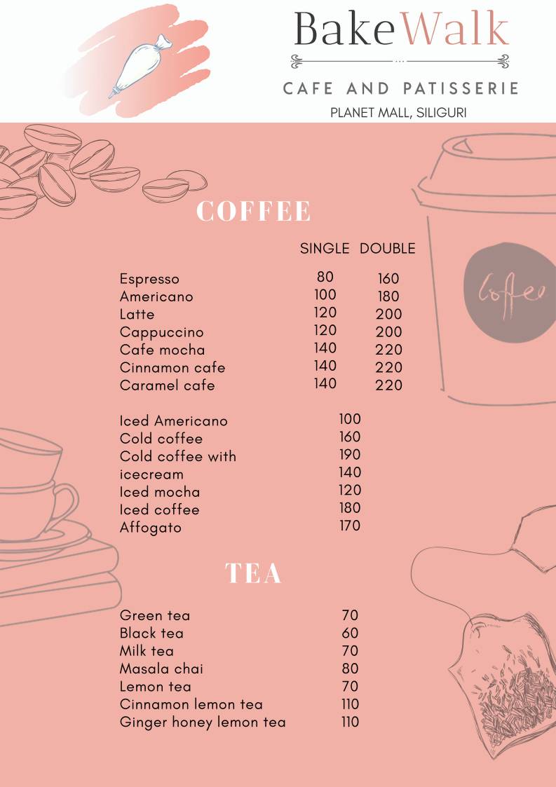 Bake Walk- cafe and patisserie menu