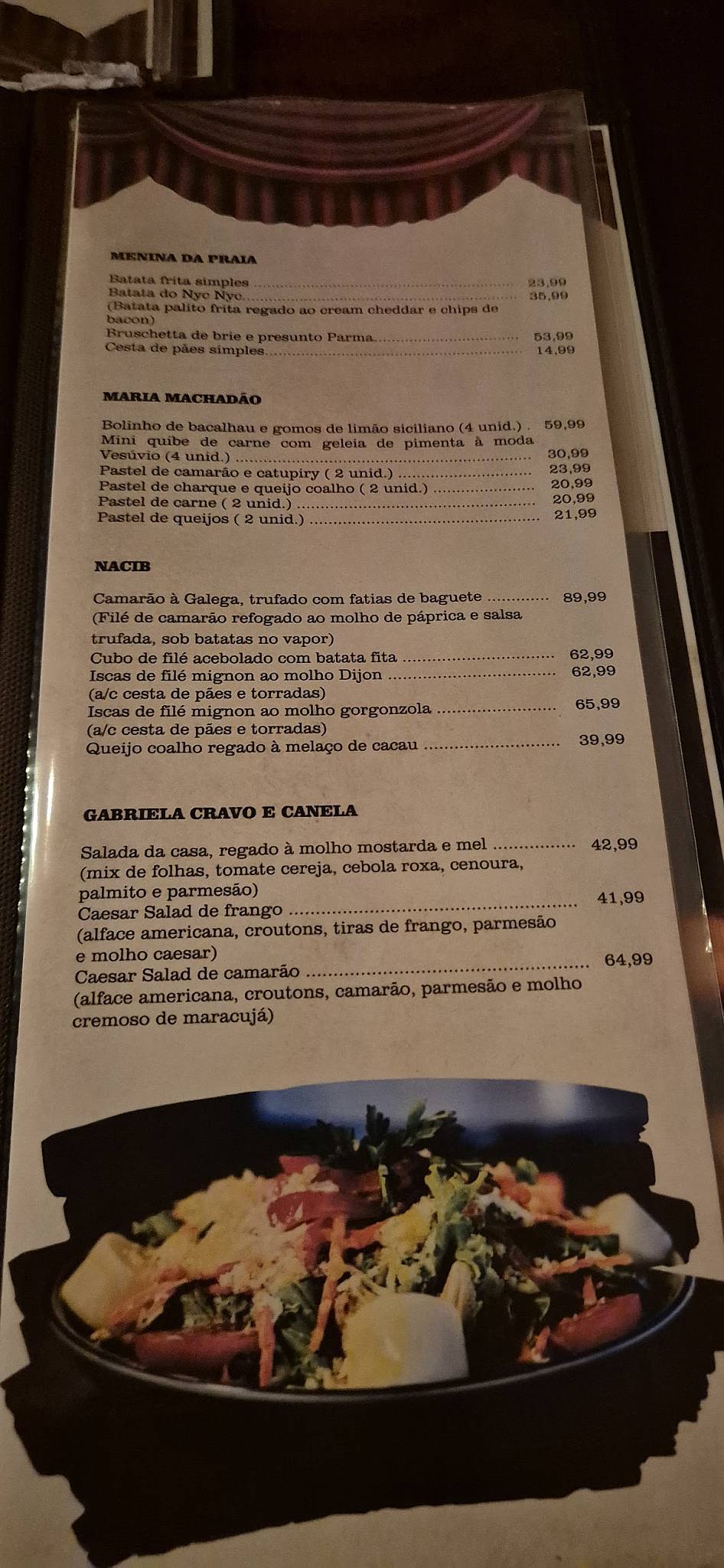 Bataclan cardápio