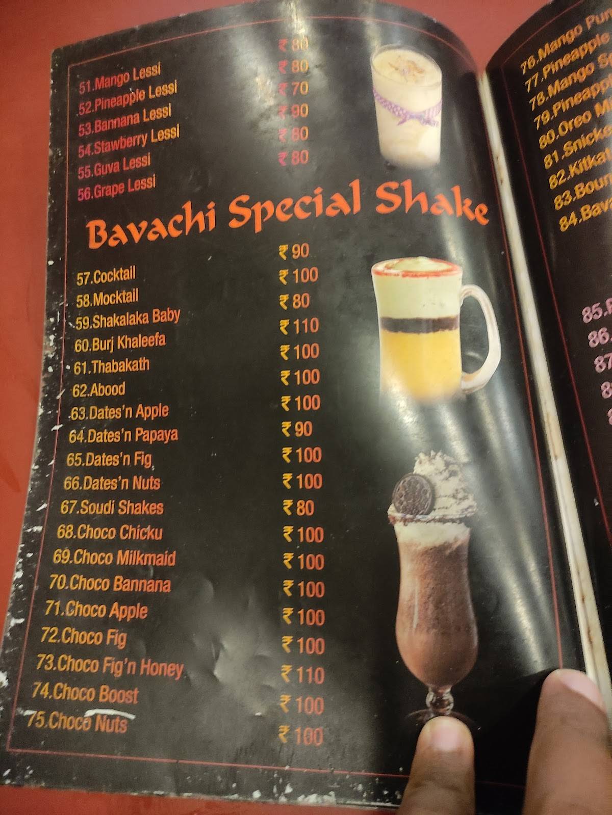 Bavachi Cafe menu