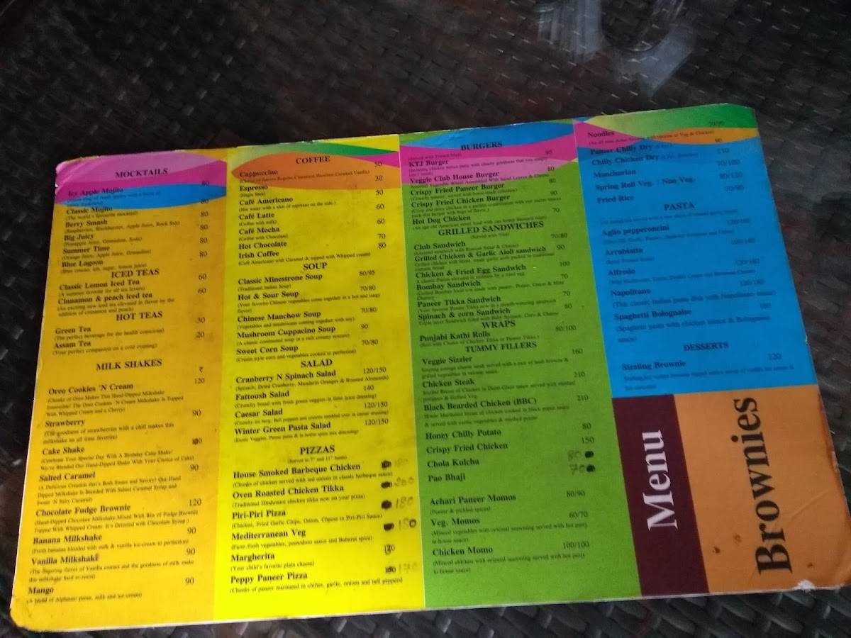 Menu at Brownies, Bhimtal