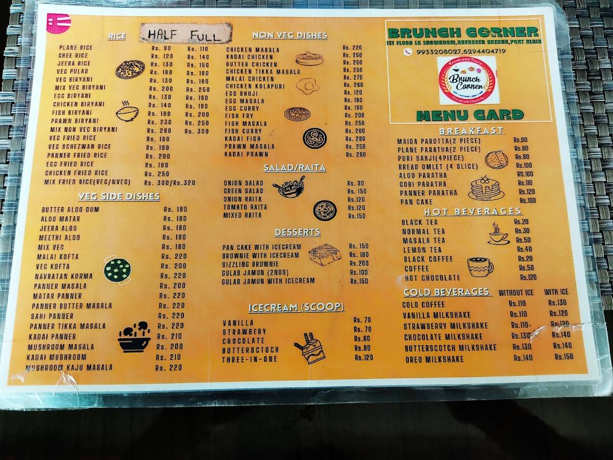 Brunch Corner menu