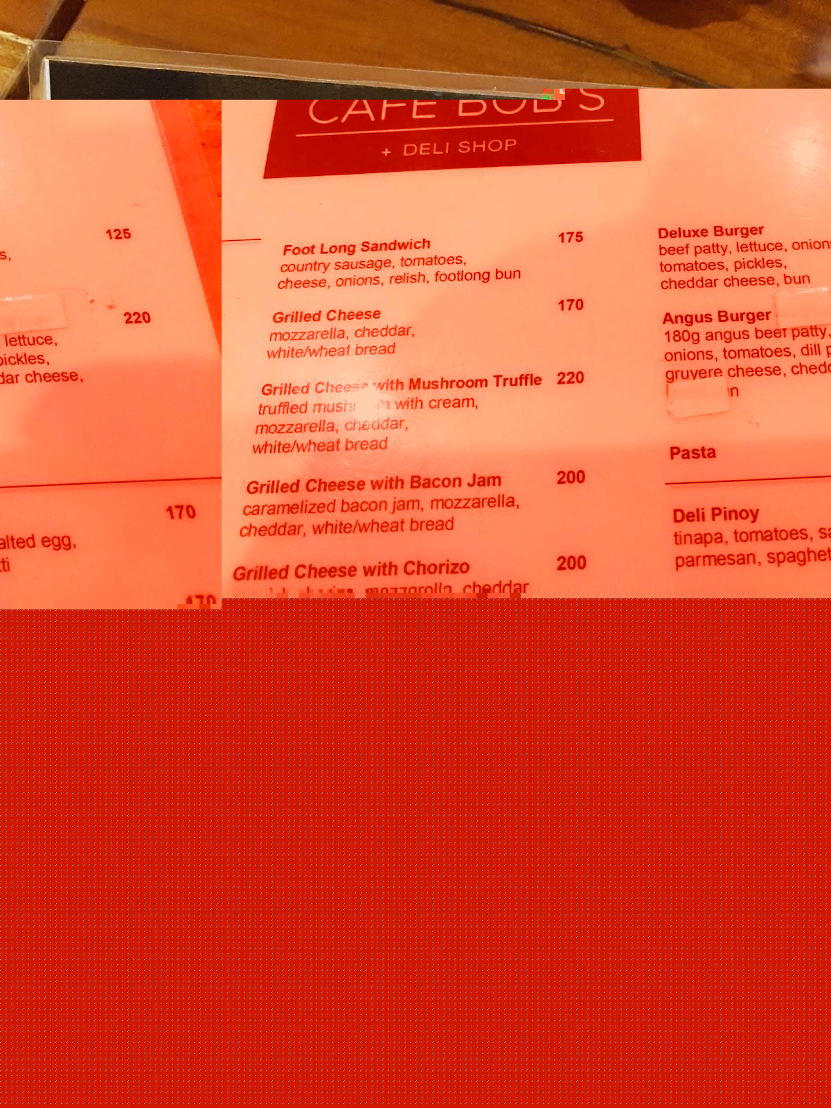 Menu at Cafe Bobs Flagship, Bacolod, 21 Lacson St