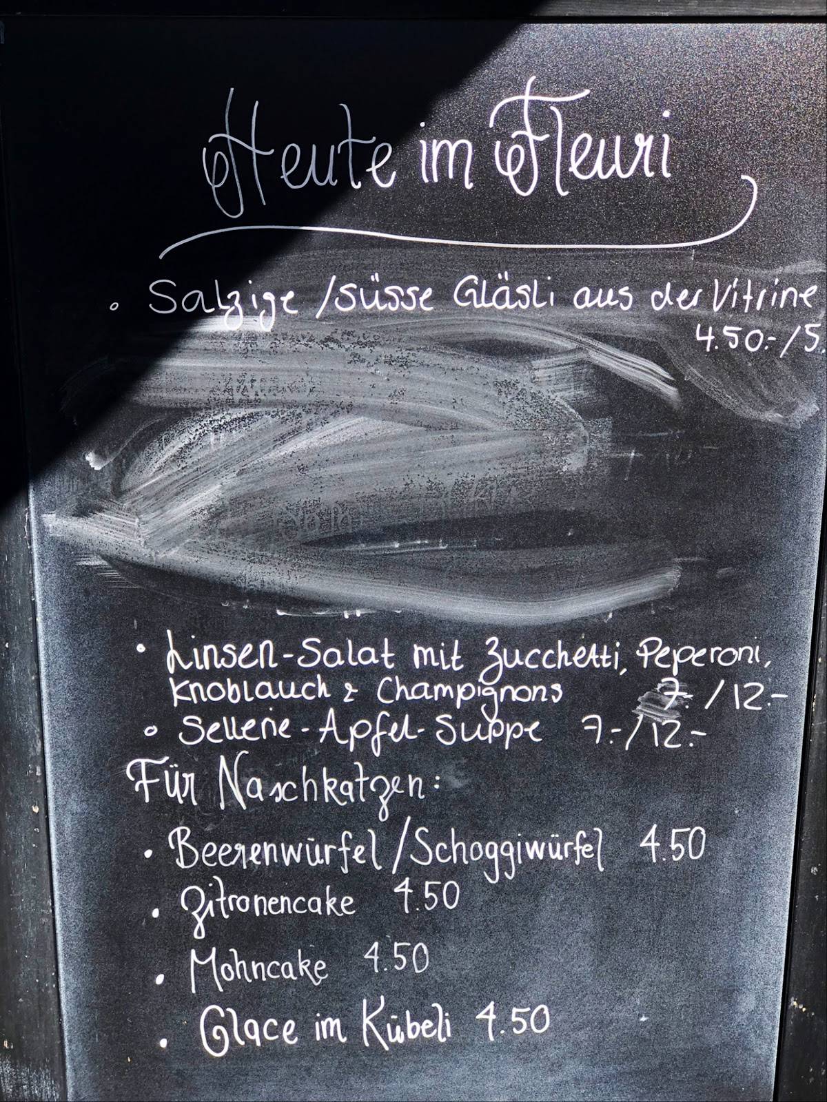 Menu di Cafébar Fleuri 
