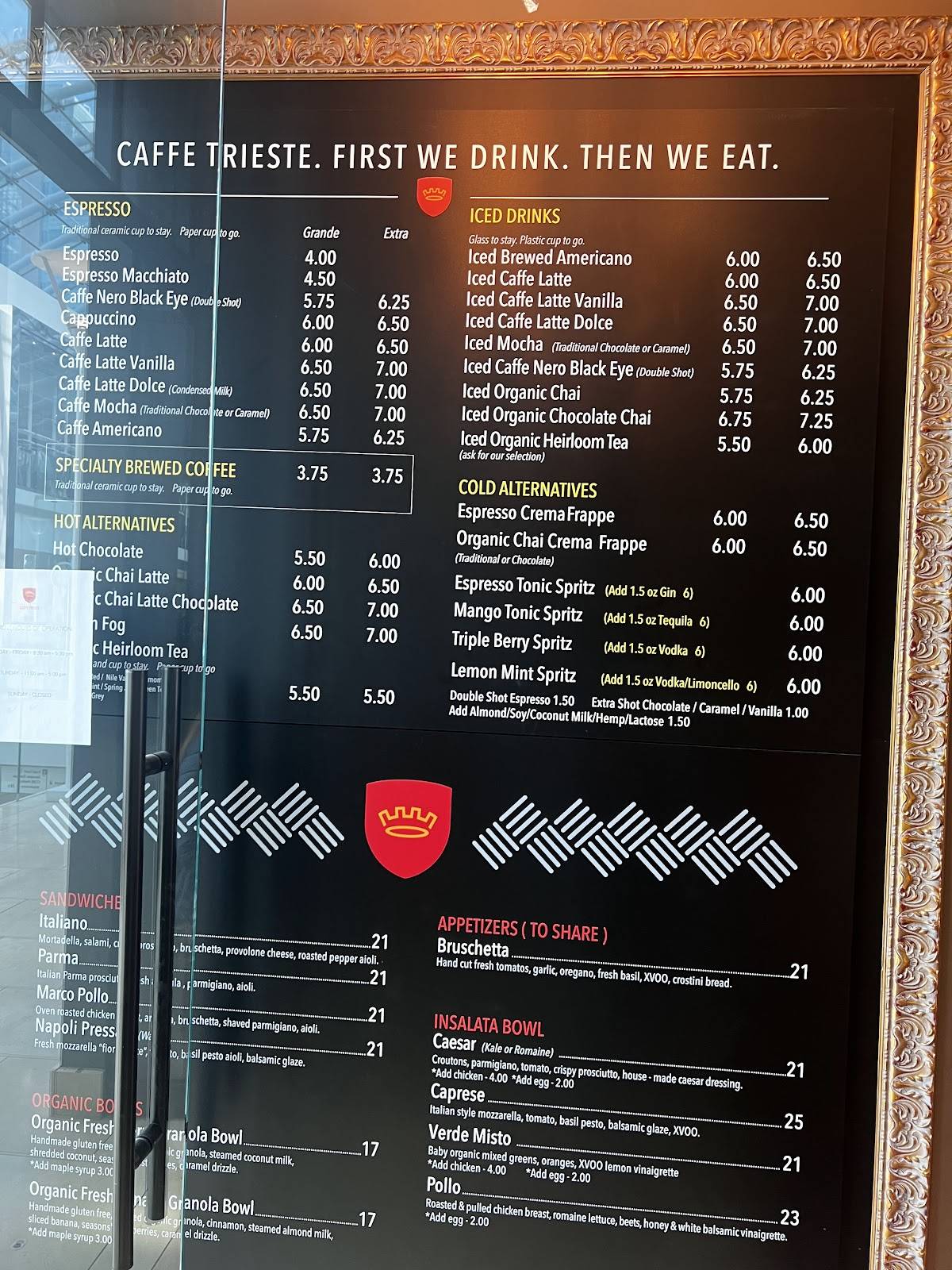 Menu de Caffe Trieste