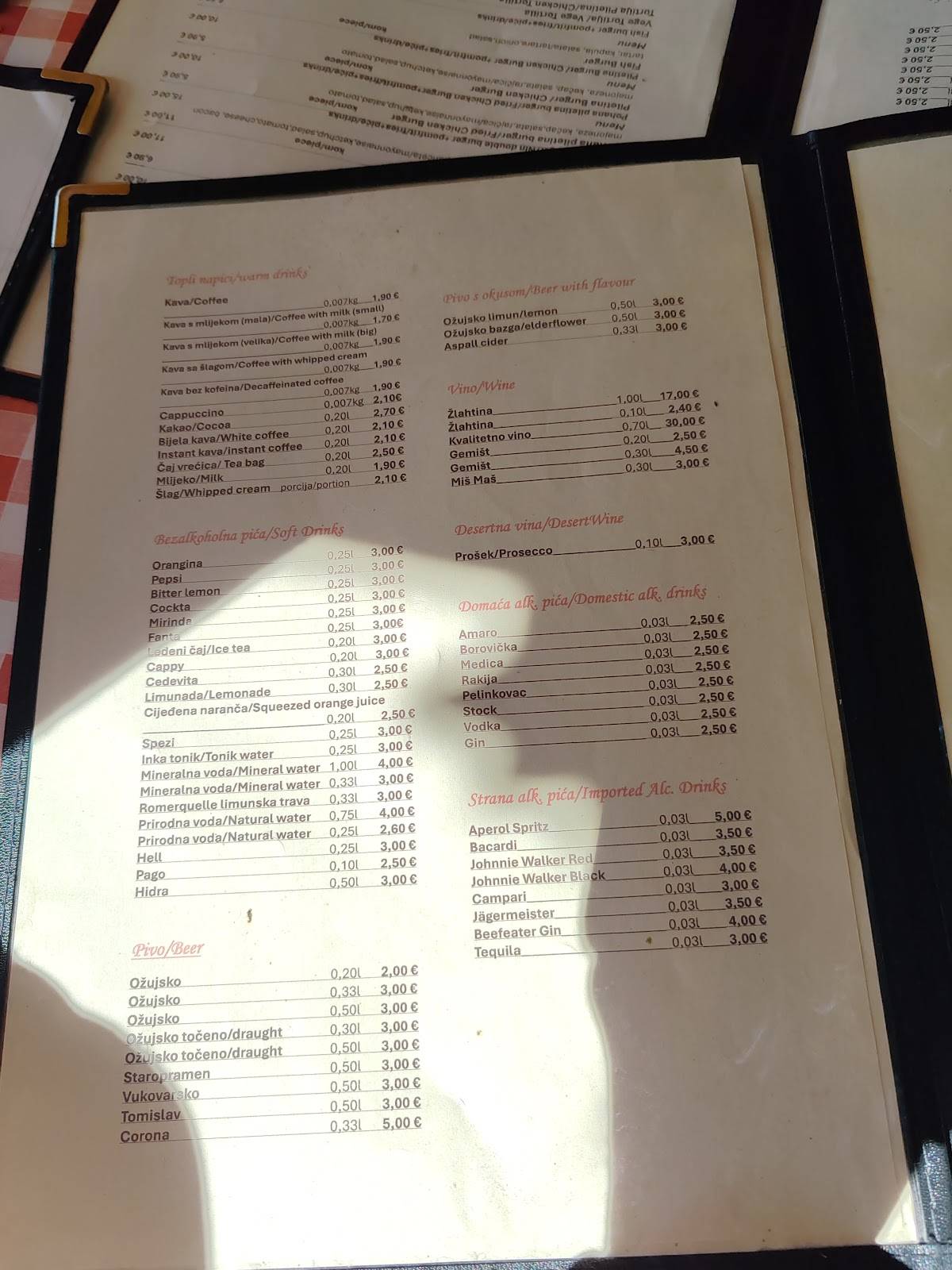Menu di Caffe Zora 