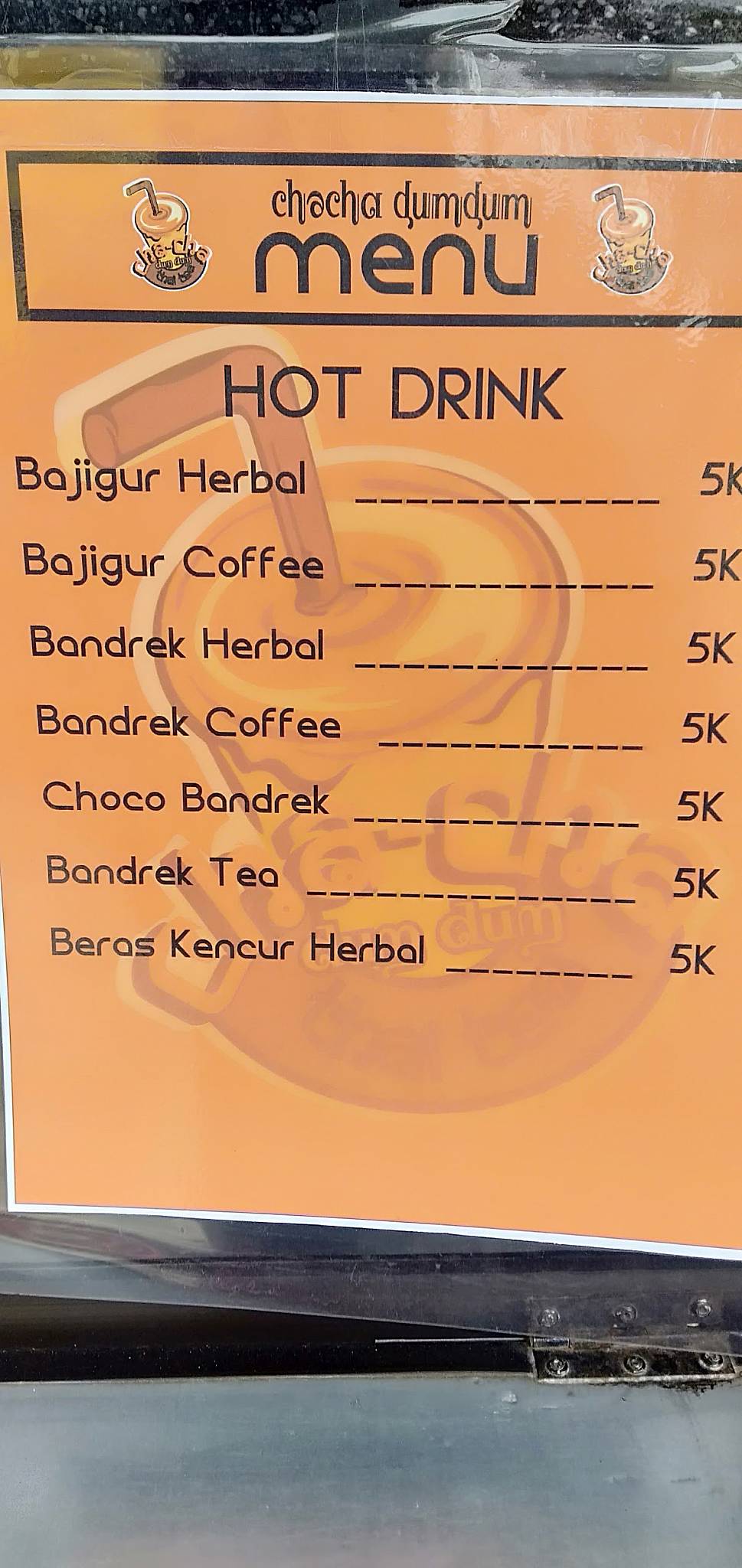 Carta del café Cha-cha dumdum thai tea, Soreang