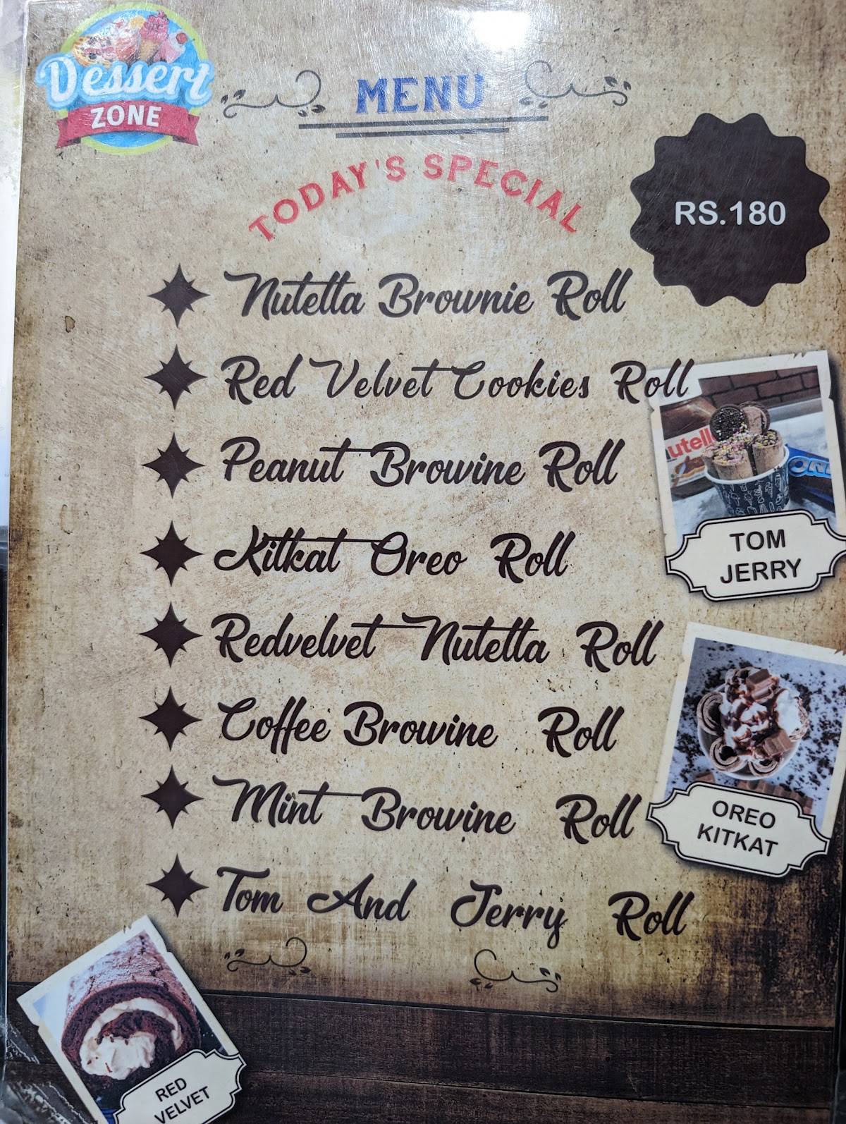 DESSERT ZONE menu