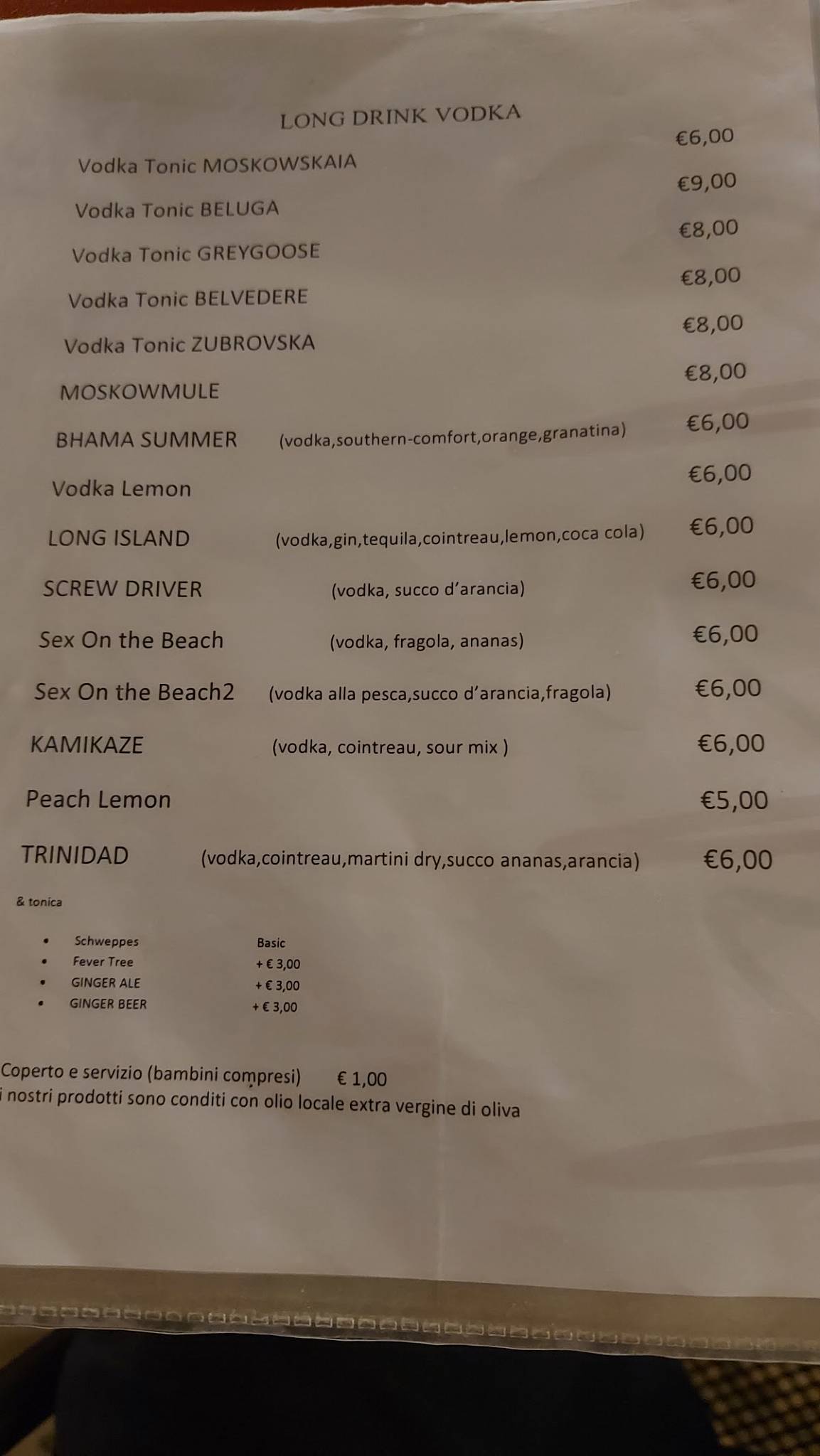 Menu di Cafè Fanfulla 