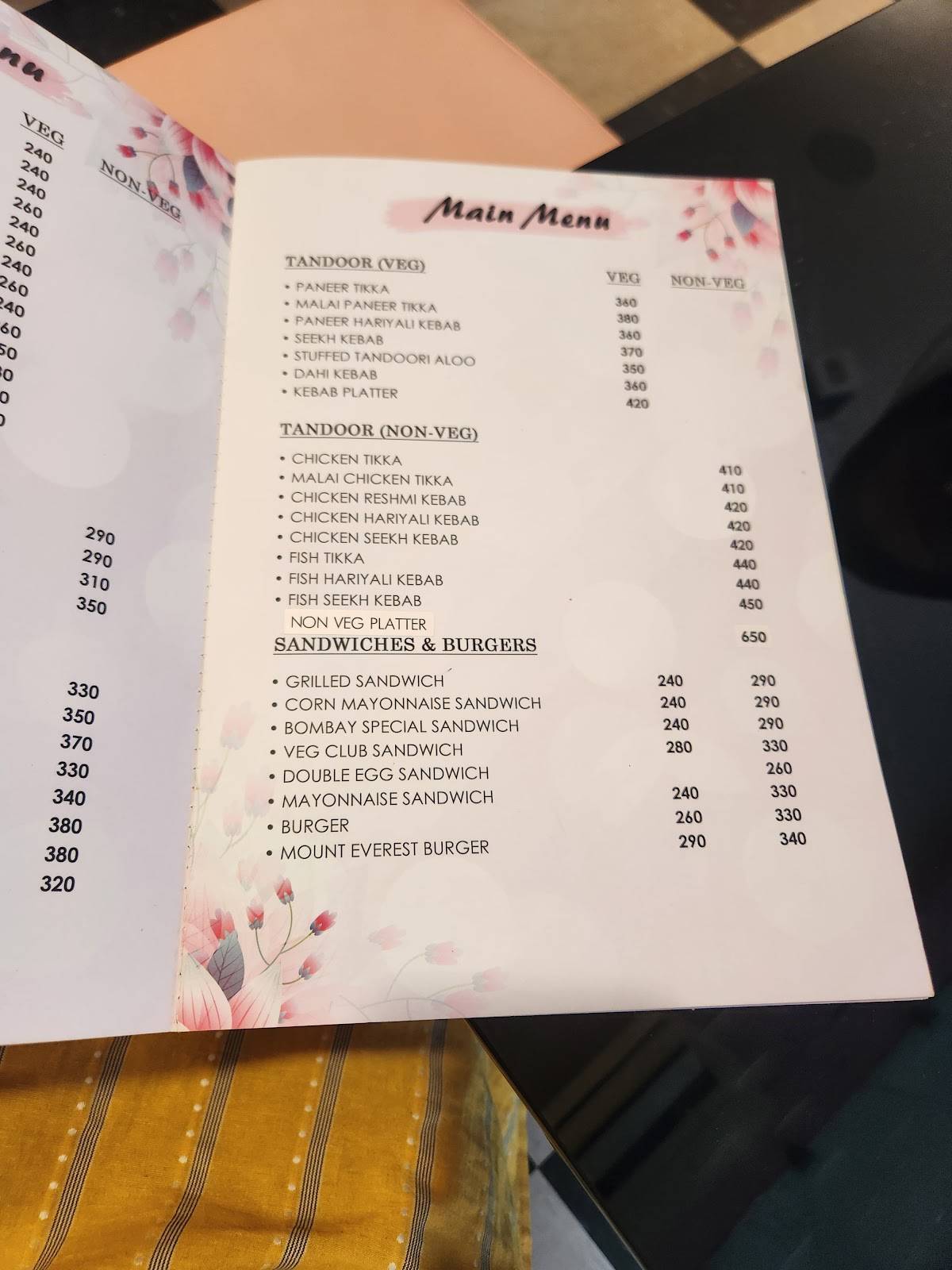 Cafe Flora menu