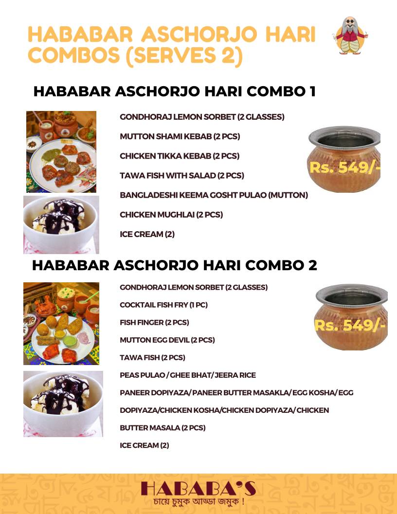 Hababa's menu