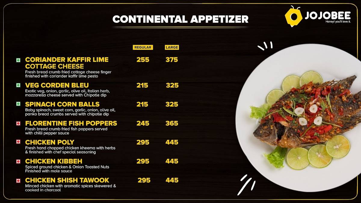 JOJOBEE JUHU menu